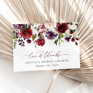 Carte De Remerciements Fleurs de Bourgogne, Fleurs Roses, Baby Shower Boh
