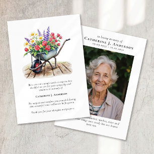 Carte De Remerciements Fleurs de brouette Photo Funérailles Memorial