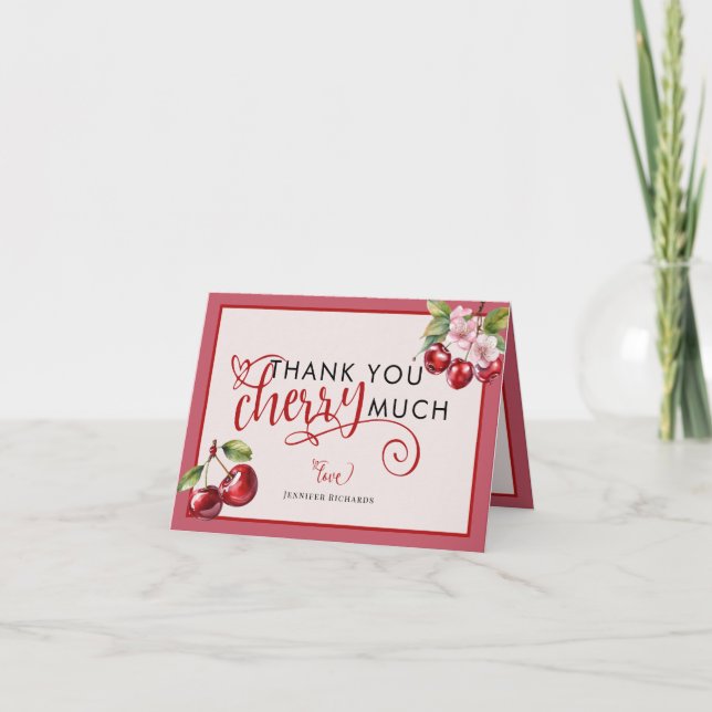 Carte De Remerciements Fleurs de cerisiers | Baby shower rose fille (Devant)