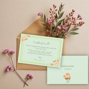 Carte De Remerciements Fleurs de cerisiers roses, Mariage Wishing well