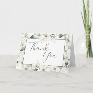 Carte de remerciements, fleurs de cornouiller,