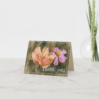 Carte De Remerciements Fleurs de Cosmea d'Été Rétro