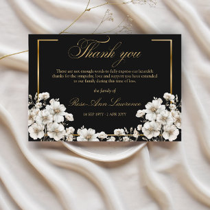 Carte De Remerciements Fleurs de Cosmos Blanc Élégant pour Funérailles av