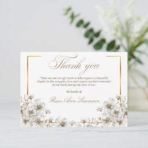 Carte De Remerciements Fleurs de Cosmos Blanc Élégant pour Funérailles av