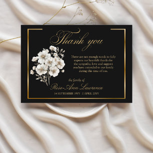Carte De Remerciements Fleurs de Cosmos Blancs Élégants pour Funérailles 
