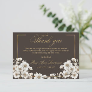 Carte De Remerciements Fleurs de Cosmos Blancs Élégants pour Funérailles