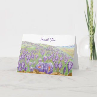 Carte De Remerciements Fleurs de Crocus pourpres sur Spring Hill Illustra