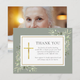 Carte De Remerciements Fleurs de deuil à l'aquarelle pour photo chrétienn