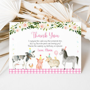 Carte De Remerciements Fleurs de ferme rose rustique pour anniversaire