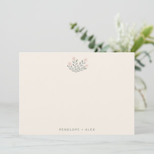 Carte De Remerciements Fleurs de folk minimaliste Blush Sage Noms de mari