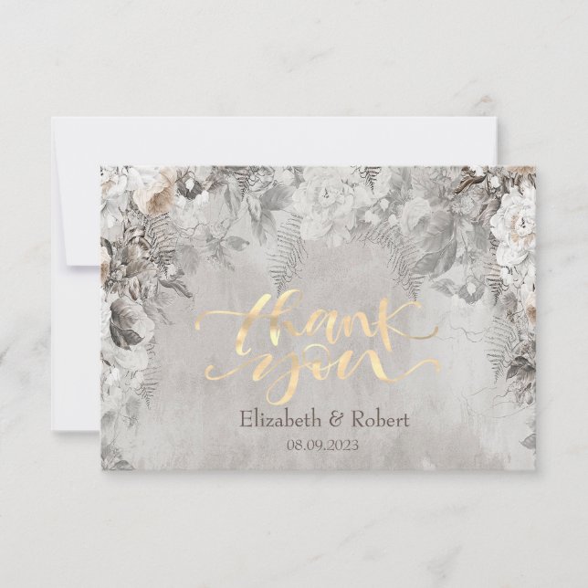 Carte De Remerciements Fleurs de forêt merveilleuse d'hiver (Devant)