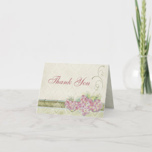 Carte De Remerciements Fleurs de Hortensia Bleu Floral Look Vintage