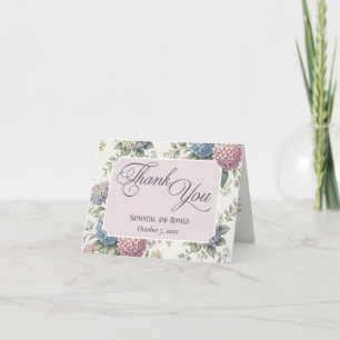 Carte De Remerciements Fleurs de Hortensia Délicates Mariage Remerciement