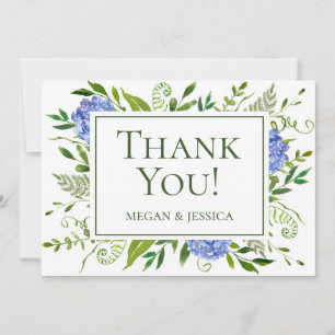 Carte De Remerciements Fleurs de Hortensias Bleus LGBTQ