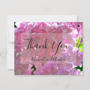Carte De Remerciements Fleurs de hortensias floraux bohèmes roses élégant