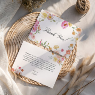 Carte De Remerciements Fleurs de jardin colorées pour la fête de mariage 