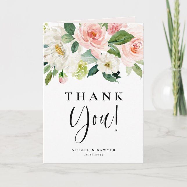 Carte De Remerciements Fleurs de jardin jolies aquarelle Mariage (Devant)