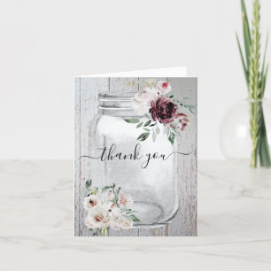 Carte De Remerciements Fleurs de jarre de maçon rustique