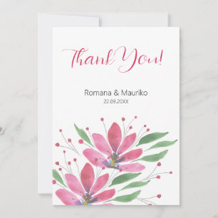 Carte De Remerciements Fleurs de Lotus Rustiques Art à l'aquarelle