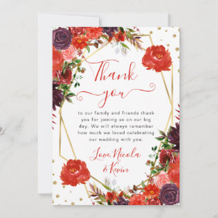 Carte De Remerciements Fleurs de mariage de cadre de fleurs d'automne ora