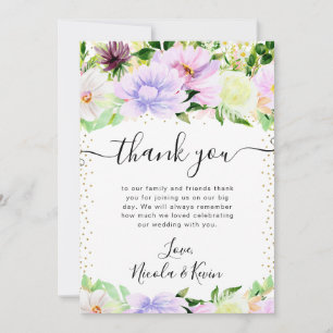 Carte De Remerciements Fleurs de mariage d'été violet aquarelle