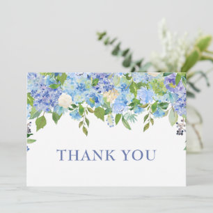 Carte De Remerciements Fleurs de mariage élégantes bleues d'hortensias ve