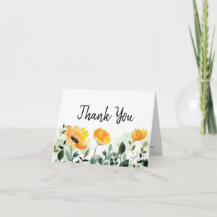 Carte De Remerciements Fleurs de mariage florales jaunes et verdure autom