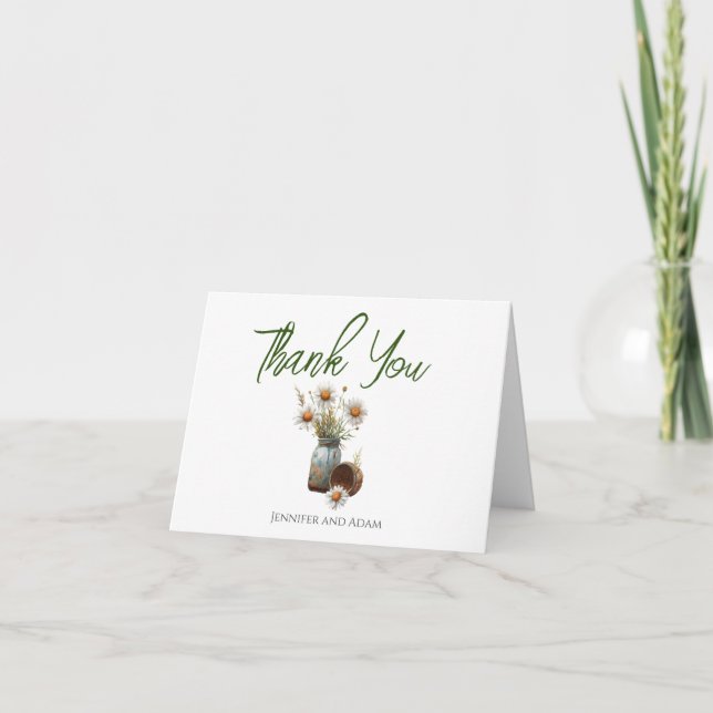 Carte De Remerciements Fleurs de mariage rustique Daisy  (Devant)