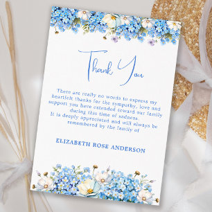 Carte De Remerciements Fleurs de Ne M'oubliez Pas Bleues Mémorial Funérai