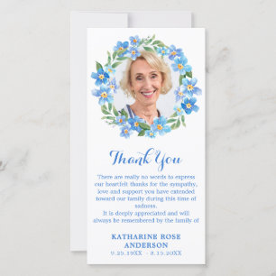 Carte De Remerciements Fleurs de Nœud Ne M'Oubliez Pas Photo Mémorial Fun