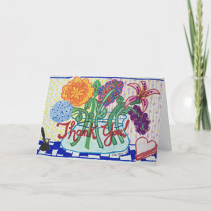 Carte De Remerciements FLEURS de NOTE de MERCI, style impressionniste