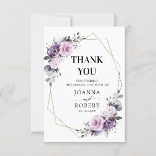 Carte De Remerciements Fleurs de nuances de pourpre poussiéreux Mariage g