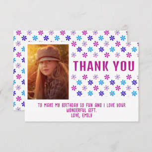 Carte De Remerciements Fleurs de Parties scintillant rose colorée Fille d