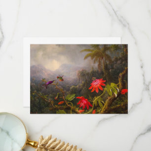 Carte De Remerciements Fleurs de passion avec trois colibris