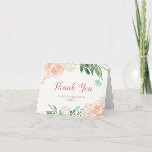 Carte De Remerciements Fleurs de Pêcher de Teint Botanique de Printemps M