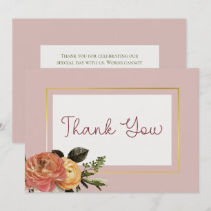 Carte De Remerciements Fleurs de Pêches de Mimosa pour un Mariage Floral