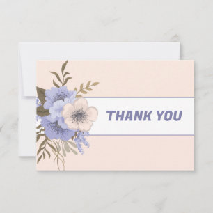 Carte De Remerciements Fleurs de pêches pastel violettes roses sauvages à
