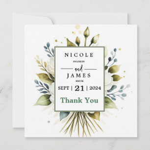 Carte De Remerciements Fleurs de peinture à l'eau blanche élégante