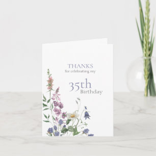 Carte De Remerciements Fleurs de Prairie Pastel Anniversaire