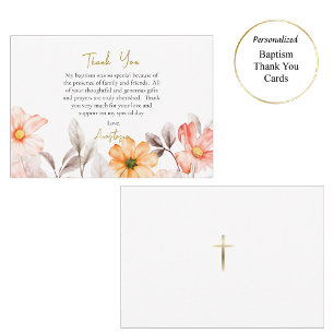 Carte De Remerciements Fleurs de printemps pastel radieuses Baptême ortho