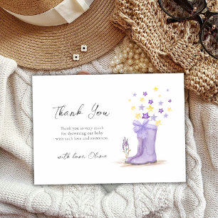 Carte De Remerciements Fleurs de printemps violettes étoiles pluie bottes