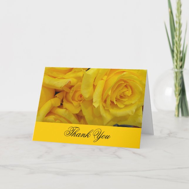 Carte De Remerciements fleurs de rose jaune de remerciement de mariage (Devant)