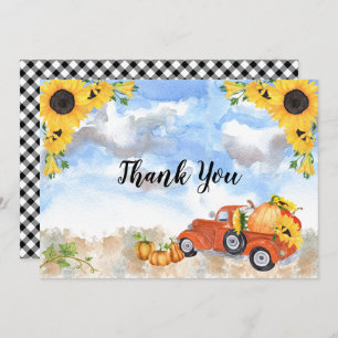 Carte De Remerciements Fleurs de soleil Boho   Baby shower Citrouille pou