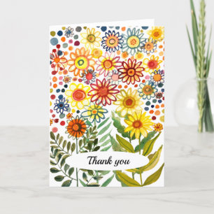 Carte De Remerciements Fleurs de soleil et marguerites