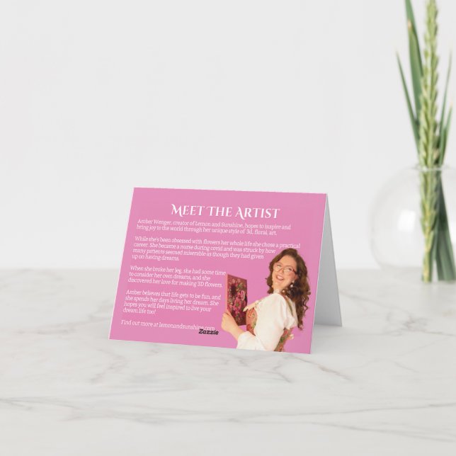 Carte De Remerciements Fleurs de soleil jaunes sur arrière - plan rose (Dos)