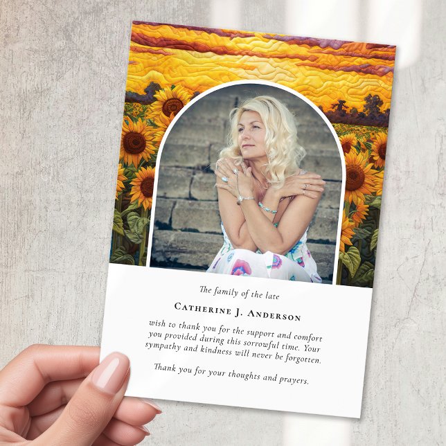 Carte De Remerciements Fleurs de soleil rustiques Photo Sympathy Funeral  (Créateur téléchargé)