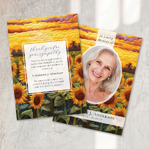 Carte De Remerciements Fleurs de soleil rustiques Photo Sympathy Funeral 