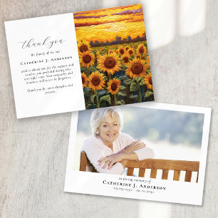 Carte De Remerciements Fleurs de soleil rustiques Photo Sympathy Funeral 