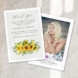 Carte De Remerciements Fleurs de soleil Sympathy Funérailles