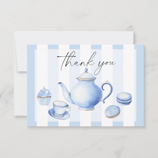 Carte De Remerciements Fleurs de Tea Party remerciement baby shower (Devant)